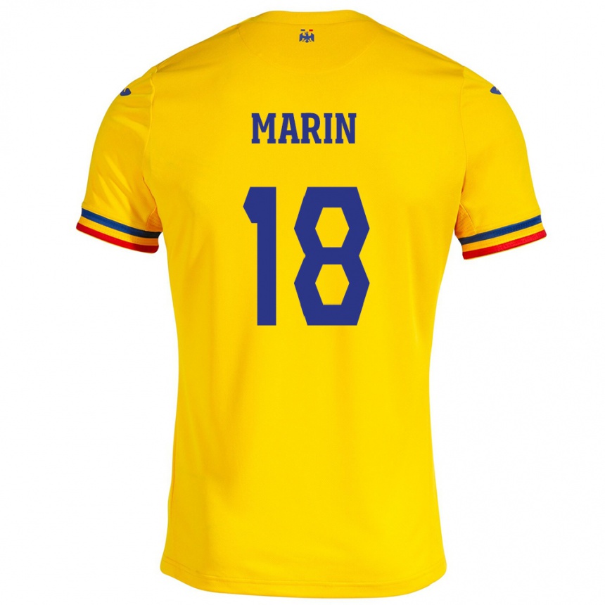 Kinder Fußball Rumänische Răzvan Marin #18 Gelb Heimtrikot Trikot 24-26 T-Shirt Luxemburg