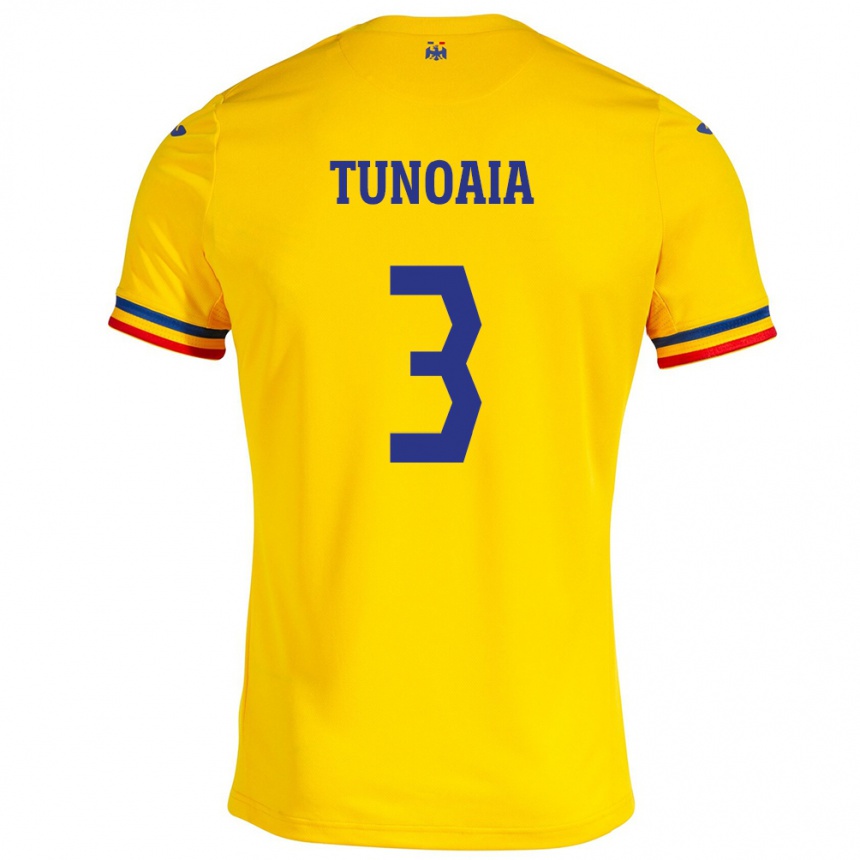 Kinder Fußball Rumänische Alexandra Tunoaia #3 Gelb Heimtrikot Trikot 24-26 T-Shirt Luxemburg