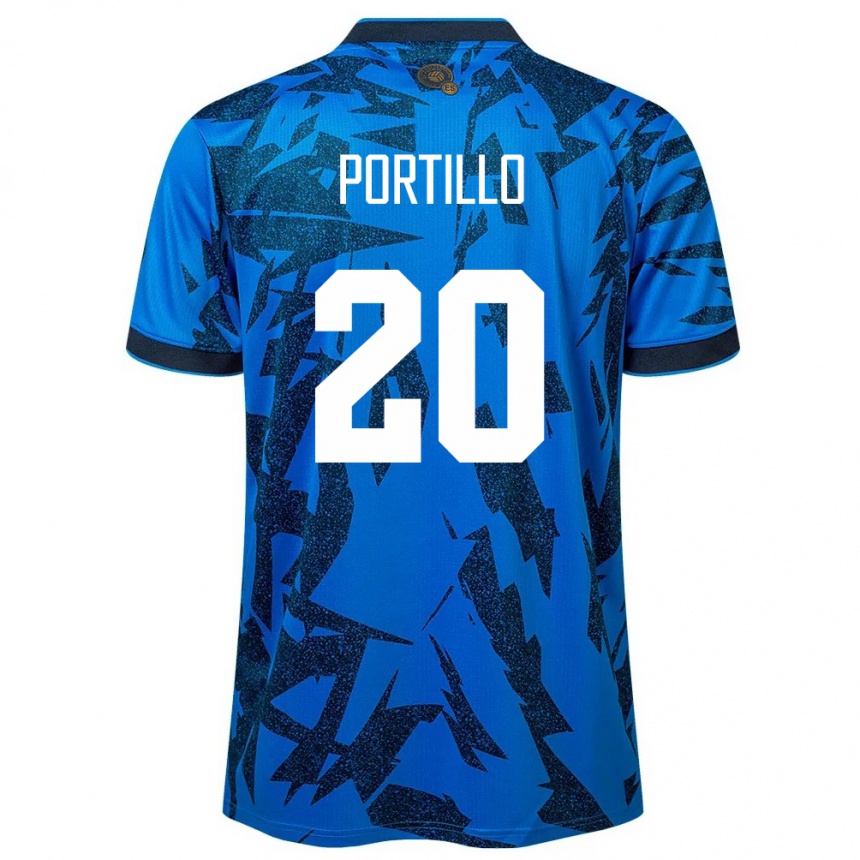 Kinder Fußball El Salvador Isaac Portillo #20 Blau Heimtrikot Trikot 24-26 T-Shirt Luxemburg