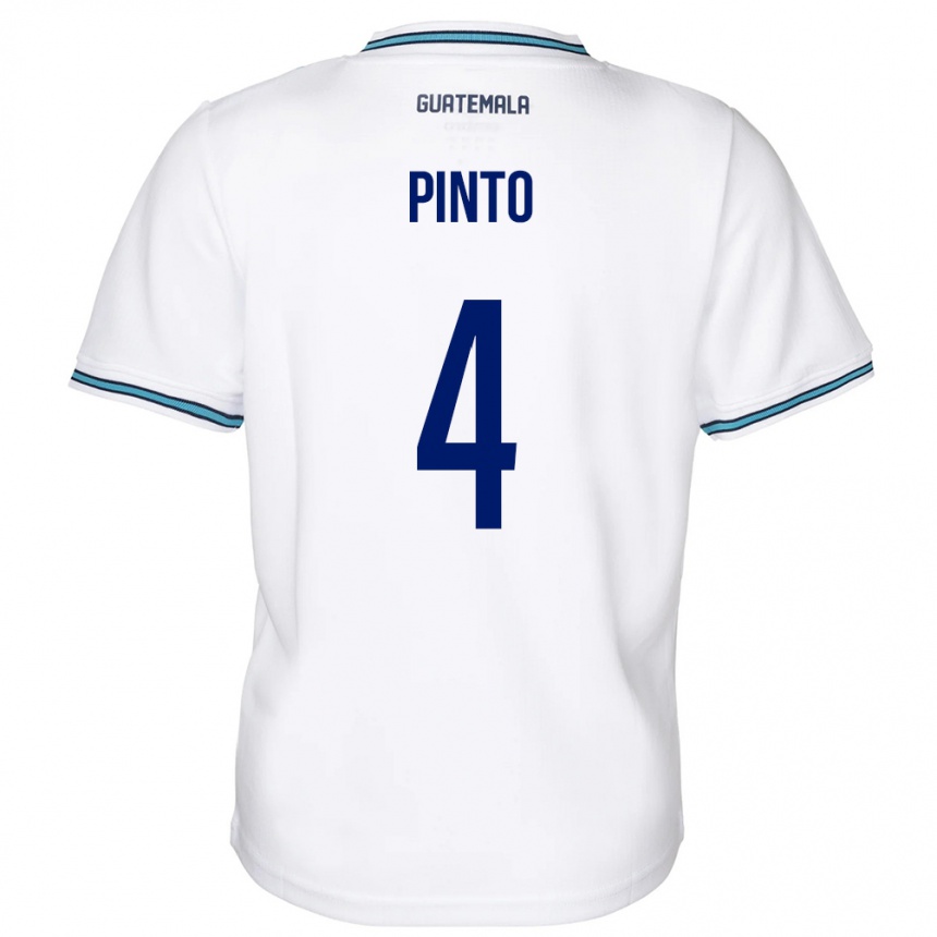 Kinder Fußball Guatemala José Carlos Pinto #4 Weiß Heimtrikot Trikot 24-26 T-Shirt Luxemburg
