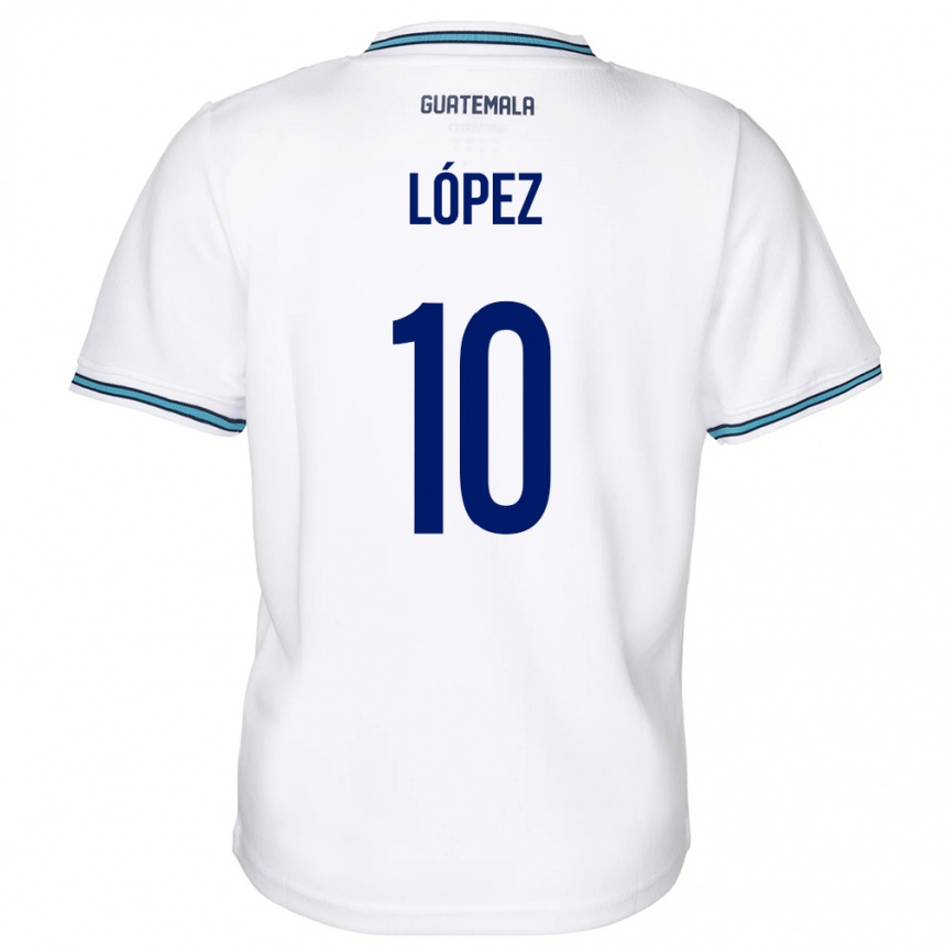 Kinder Fußball Guatemala Antonio López #10 Weiß Heimtrikot Trikot 24-26 T-Shirt Luxemburg