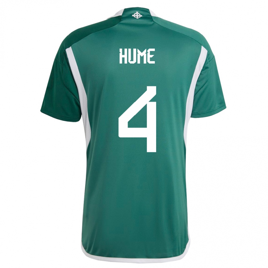 Kinder Fußball Nordirland Trai Hume #4 Grün Heimtrikot Trikot 24-26 T-Shirt Luxemburg