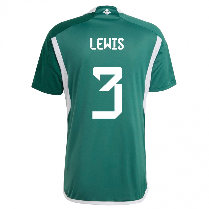 Kinder Fußball Nordirland Jamal Lewis #3 Grün Heimtrikot Trikot 24-26 T-Shirt Luxemburg