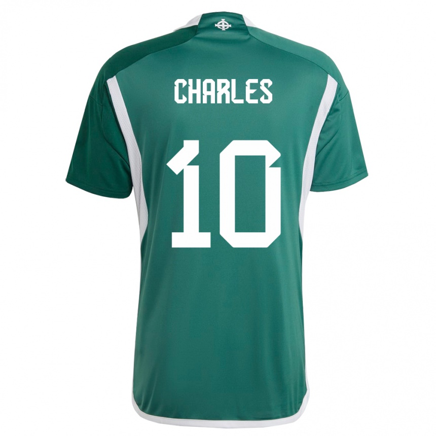 Kinder Fußball Nordirland Dion Charles #10 Grün Heimtrikot Trikot 24-26 T-Shirt Luxemburg