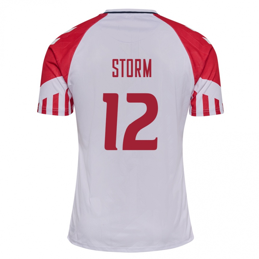Kinder Fußball Dänische Tobias Storm #12 Weiß Auswärtstrikot Trikot 24-26 T-Shirt Luxemburg