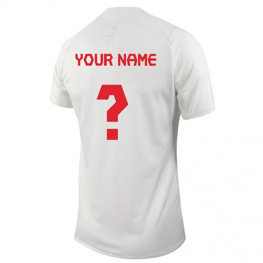 Kinder Fußball Kanadische Ihren Namen #0 Weiß Auswärtstrikot Trikot 24-26 T-Shirt Luxemburg