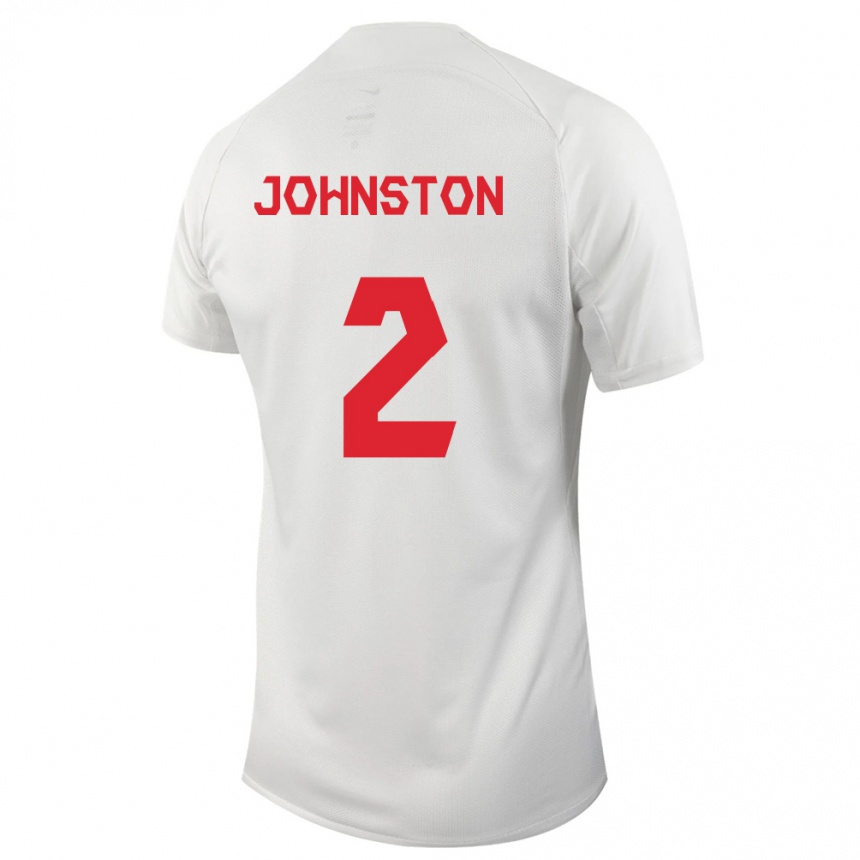 Kinder Fußball Kanadische Alistair Johnston #2 Weiß Auswärtstrikot Trikot 24-26 T-Shirt Luxemburg