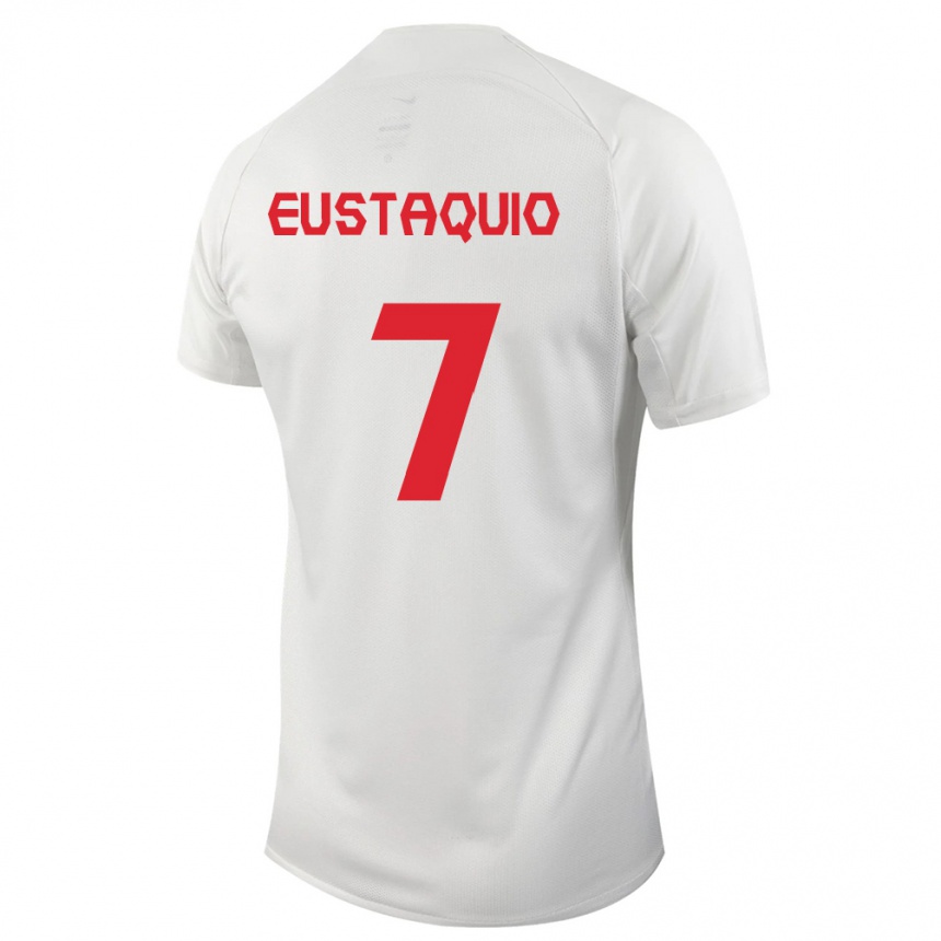 Kinder Fußball Kanadische Stephen Eustaquio #7 Weiß Auswärtstrikot Trikot 24-26 T-Shirt Luxemburg