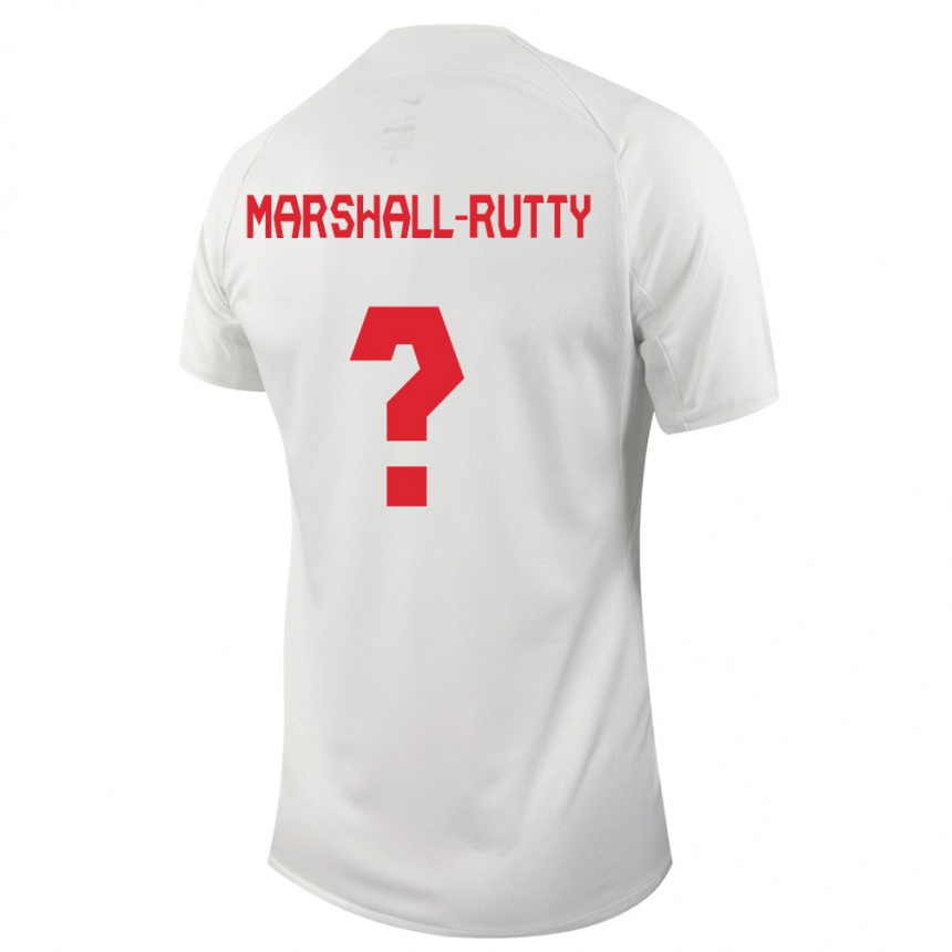 Kinder Fußball Kanadische Jahkeele Marshall Rutty #0 Weiß Auswärtstrikot Trikot 24-26 T-Shirt Luxemburg