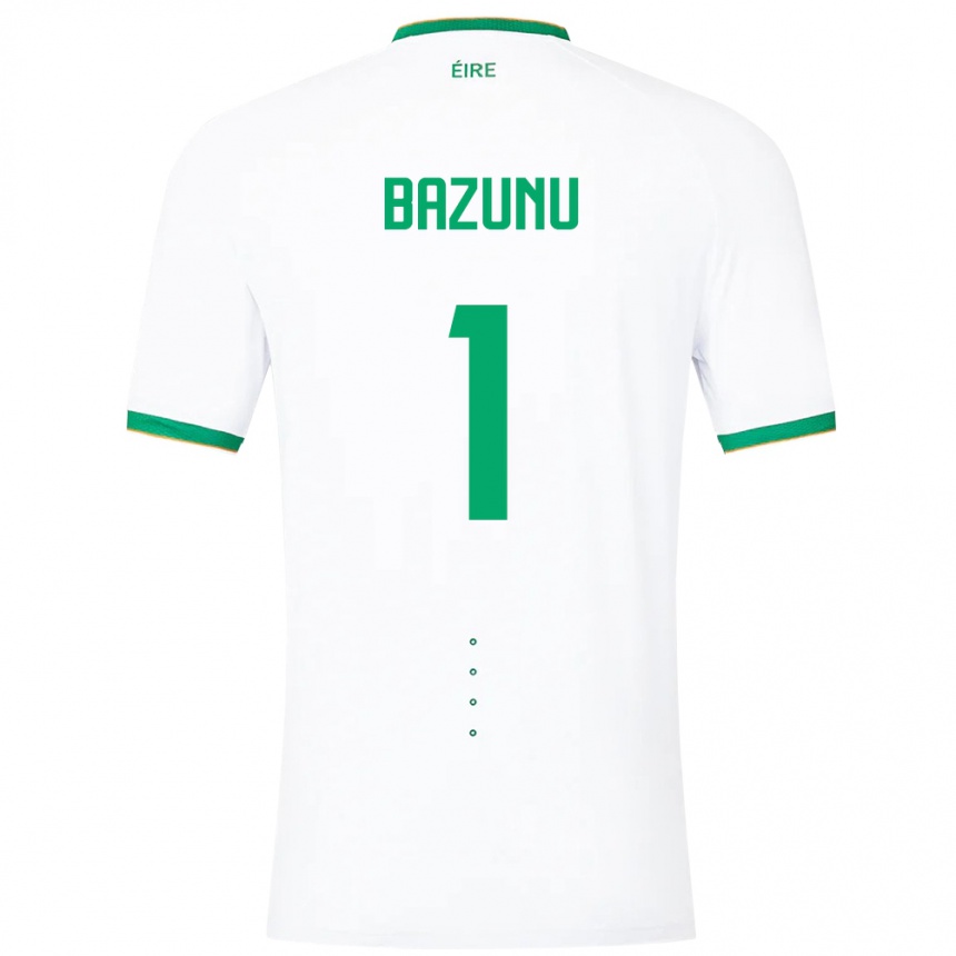 Kinder Fußball Irische Gavin Bazunu #1 Weiß Auswärtstrikot Trikot 24-26 T-Shirt Luxemburg