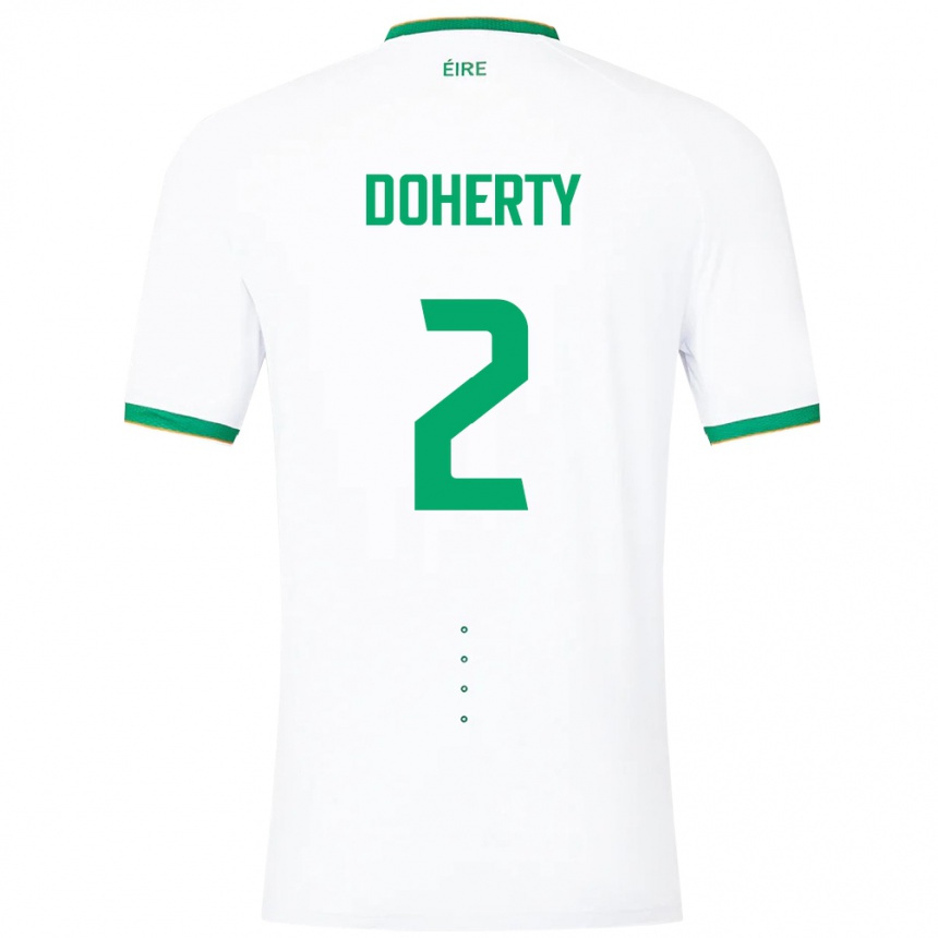 Kinder Fußball Irische Matt Doherty #2 Weiß Auswärtstrikot Trikot 24-26 T-Shirt Luxemburg