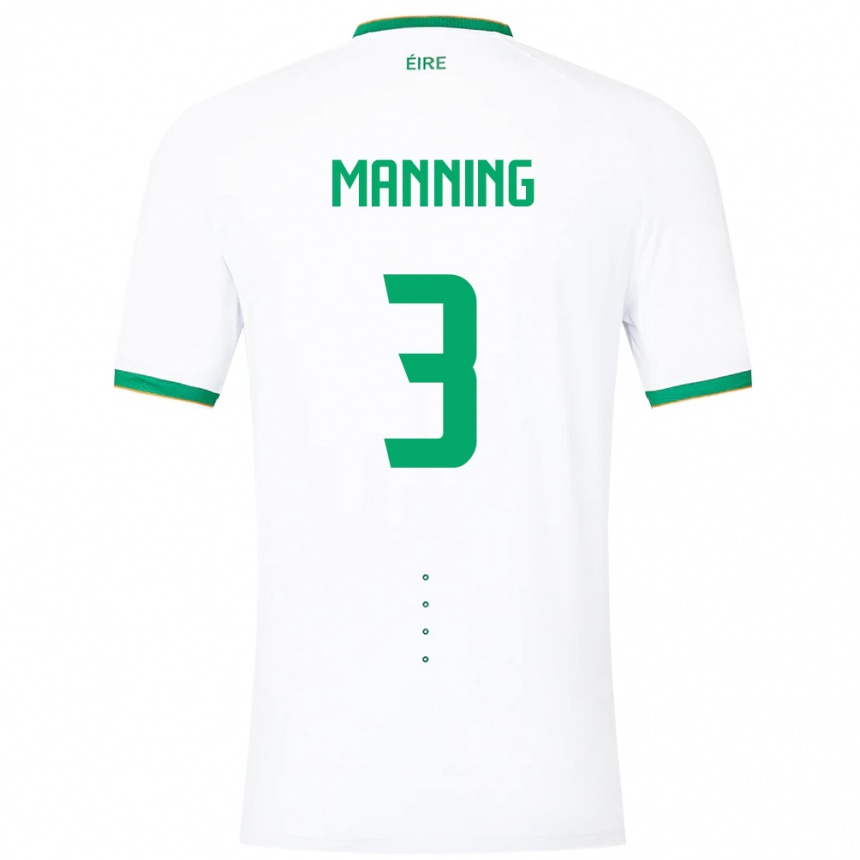 Kinder Fußball Irische Ryan Manning #3 Weiß Auswärtstrikot Trikot 24-26 T-Shirt Luxemburg