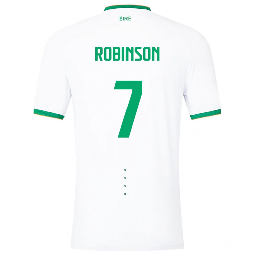 Kinder Fußball Irische Callum Robinson #7 Weiß Auswärtstrikot Trikot 24-26 T-Shirt Luxemburg