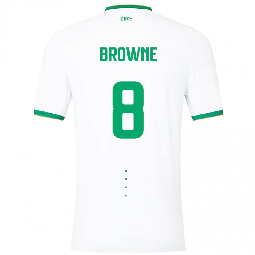 Kinder Fußball Irische Alan Browne #8 Weiß Auswärtstrikot Trikot 24-26 T-Shirt Luxemburg