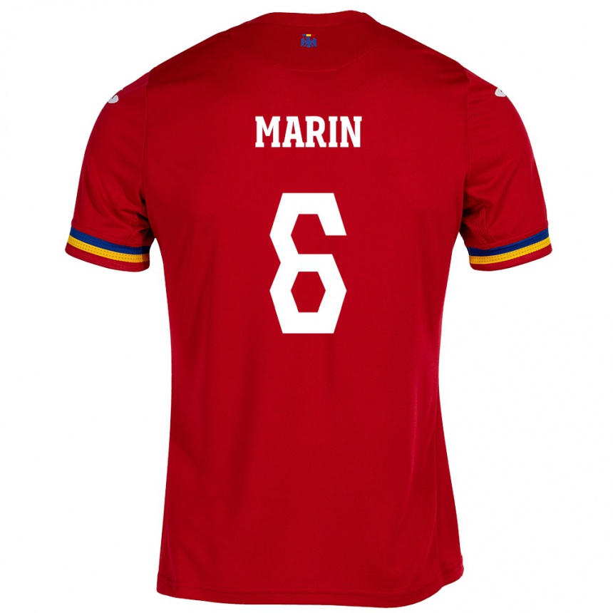 Kinder Fußball Rumänische Marius Marin #6 Rot Auswärtstrikot Trikot 24-26 T-Shirt Luxemburg