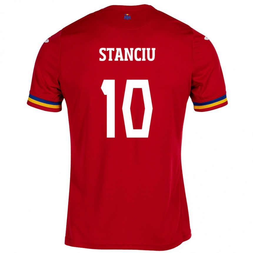 Kinder Fußball Rumänische Nicolae Stanciu #10 Rot Auswärtstrikot Trikot 24-26 T-Shirt Luxemburg
