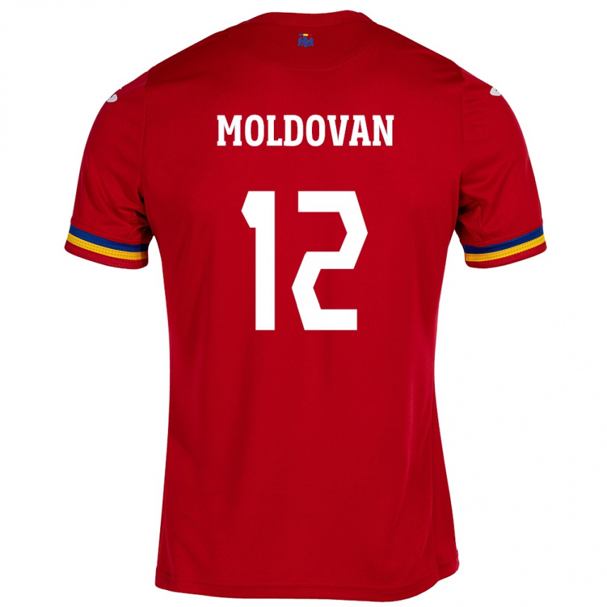 Kinder Fußball Rumänische Horaţiu Moldovan #12 Rot Auswärtstrikot Trikot 24-26 T-Shirt Luxemburg