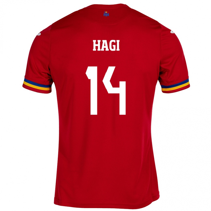 Kinder Fußball Rumänische Ianis Hagi #14 Rot Auswärtstrikot Trikot 24-26 T-Shirt Luxemburg