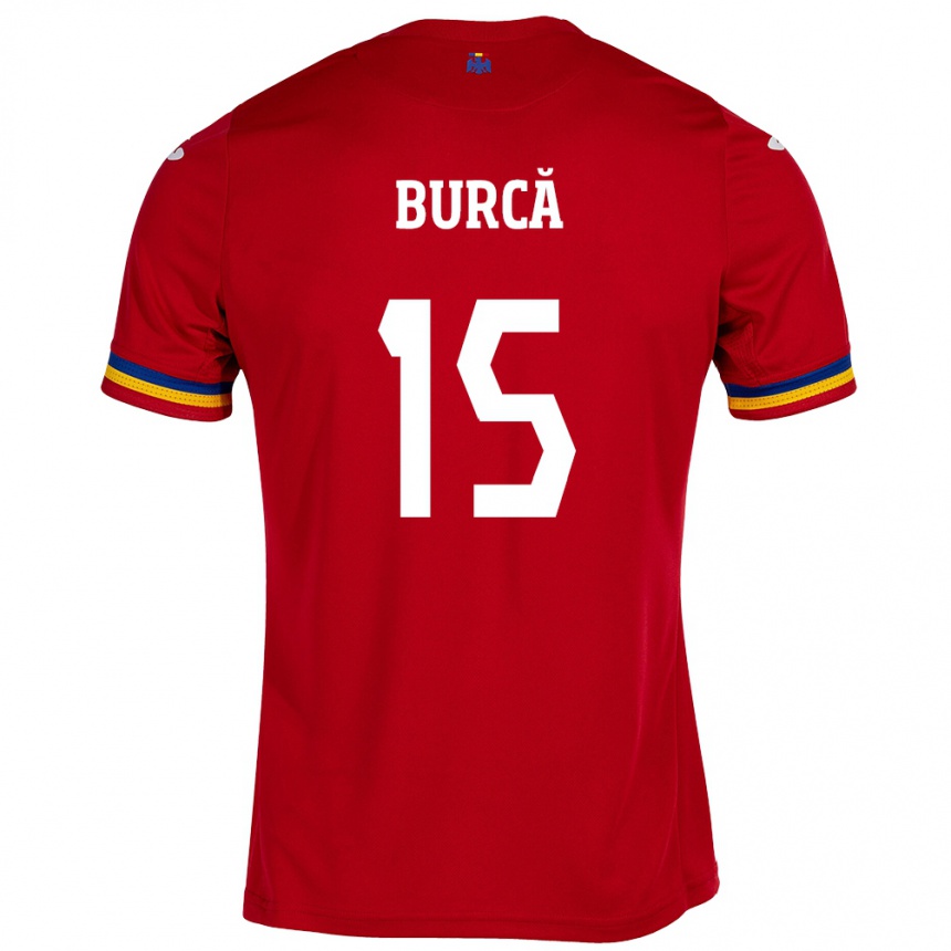 Kinder Fußball Rumänische Andrei Burcă #15 Rot Auswärtstrikot Trikot 24-26 T-Shirt Luxemburg