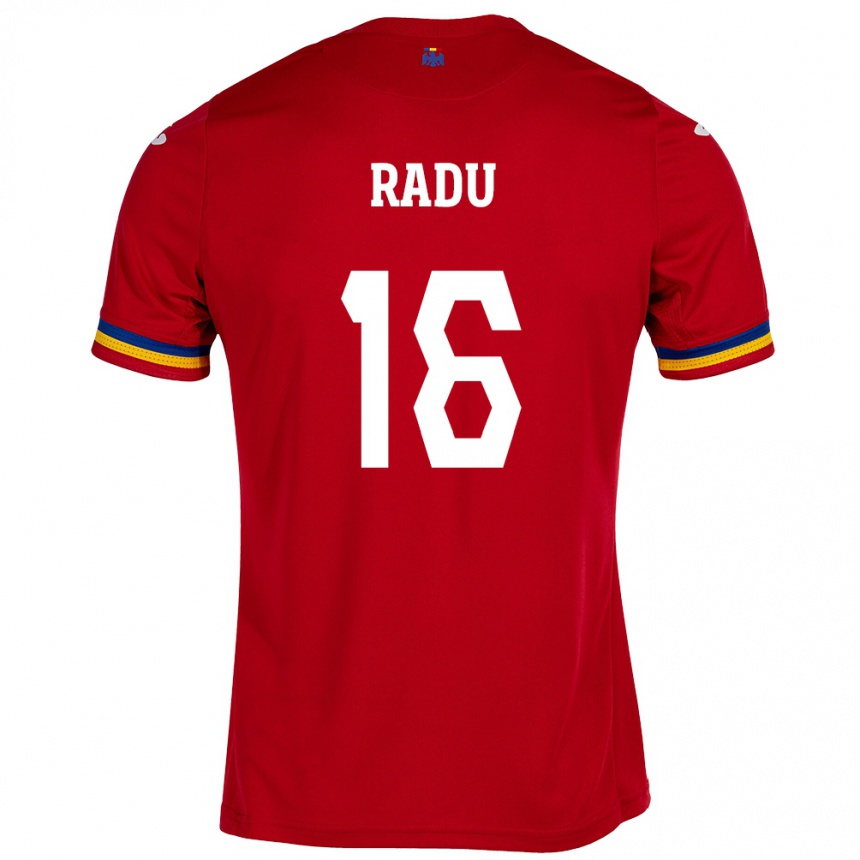 Kinder Fußball Rumänische Andrei Radu #16 Rot Auswärtstrikot Trikot 24-26 T-Shirt Luxemburg
