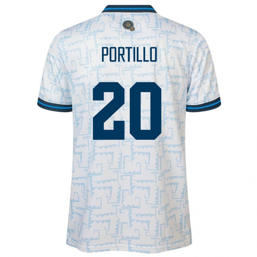 Kinder Fußball El Salvador Isaac Portillo #20 Weiß Auswärtstrikot Trikot 24-26 T-Shirt Luxemburg