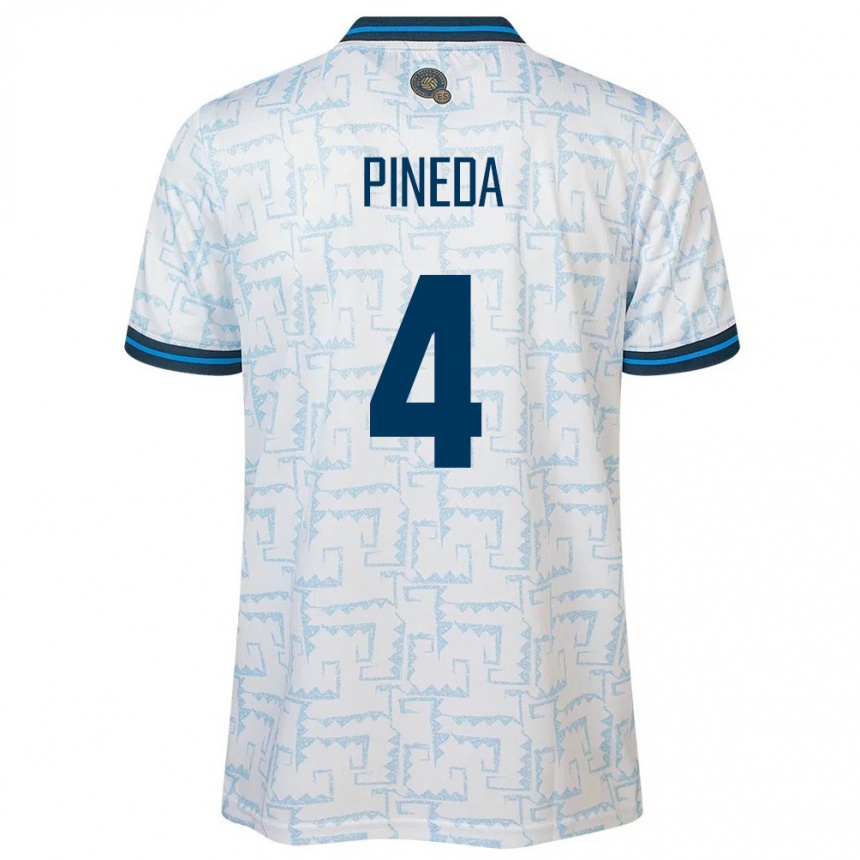 Kinder Fußball El Salvador Wálter Pineda #4 Weiß Auswärtstrikot Trikot 24-26 T-Shirt Luxemburg