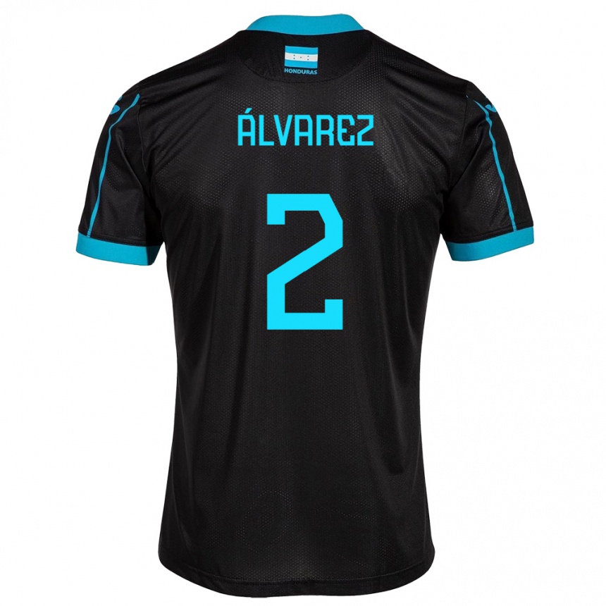 Kinder Fußball Honduras Kevin Álvarez #2 Schwarz Auswärtstrikot Trikot 24-26 T-Shirt Luxemburg