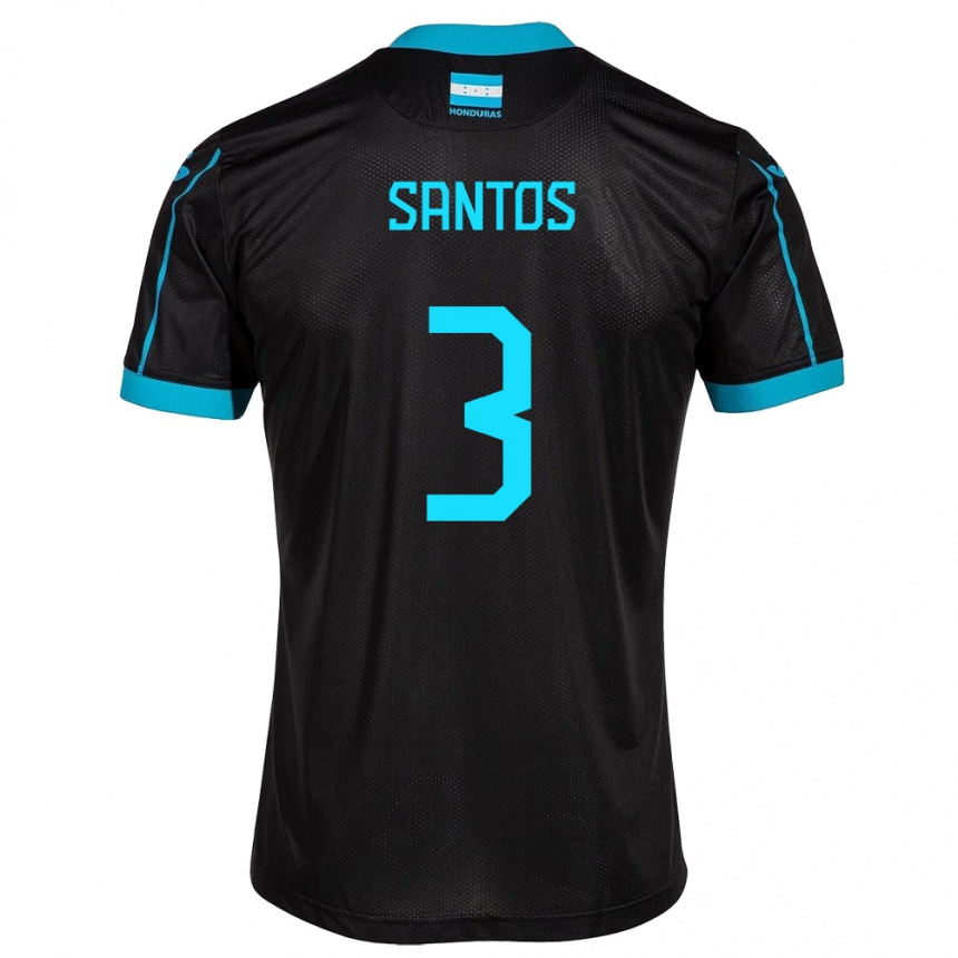 Kinder Fußball Honduras Marcelo Santos #3 Schwarz Auswärtstrikot Trikot 24-26 T-Shirt Luxemburg