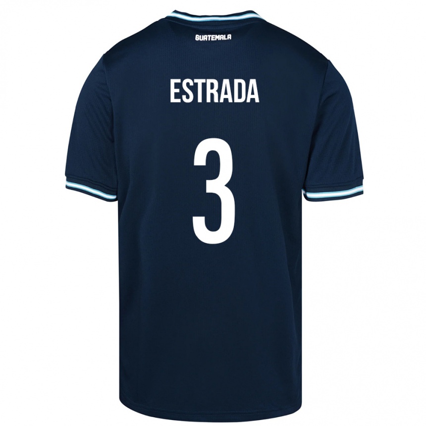 Kinder Fußball Guatemala Carlos Estrada #3 Blau Auswärtstrikot Trikot 24-26 T-Shirt Luxemburg
