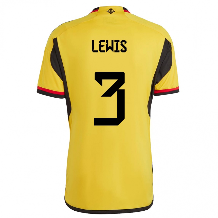 Kinder Fußball Nordirland Jamal Lewis #3 Weiß Auswärtstrikot Trikot 24-26 T-Shirt Luxemburg