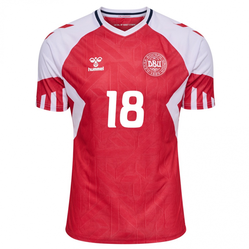 Herren Fußball Dänische Mads Enggaard #18 Rot Heimtrikot Trikot 24-26 T-Shirt Luxemburg