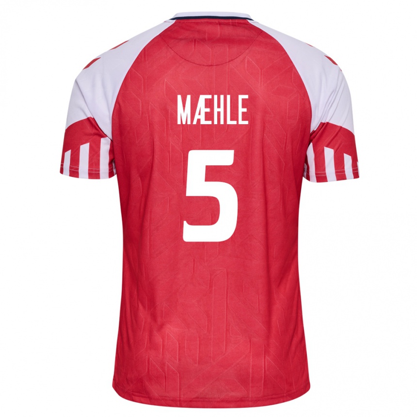 Herren Fußball Dänische Joakim Maehle #5 Rot Heimtrikot Trikot 24-26 T-Shirt Luxemburg