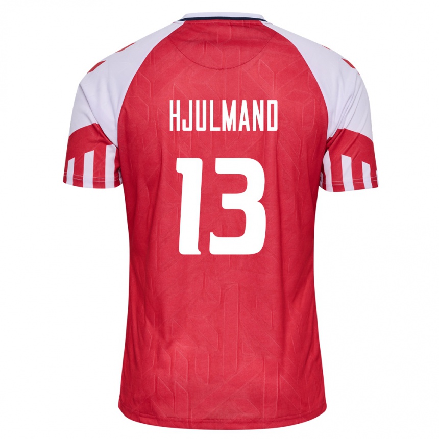 Herren Fußball Dänische Morten Hjulmand #13 Rot Heimtrikot Trikot 24-26 T-Shirt Luxemburg