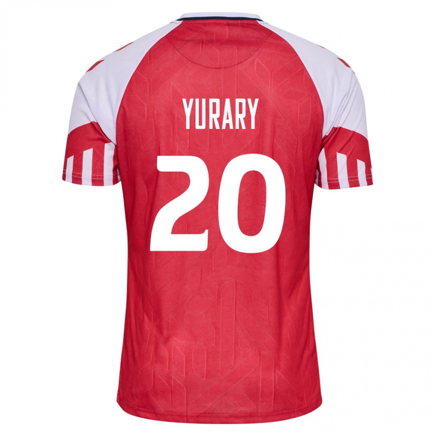 Herren Fußball Dänische Yussuf Poulsen #20 Rot Heimtrikot Trikot 24-26 T-Shirt Luxemburg