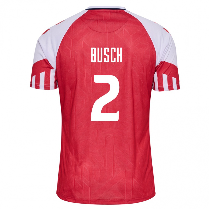 Herren Fußball Dänische Alexander Busch #2 Rot Heimtrikot Trikot 24-26 T-Shirt Luxemburg