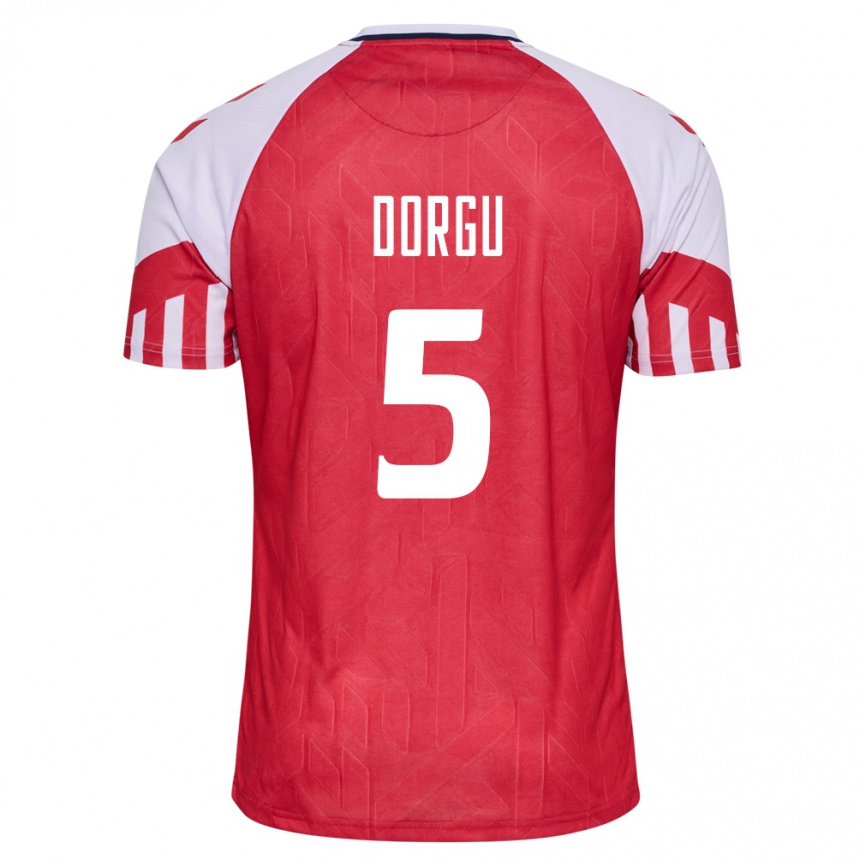 Herren Fußball Dänische Patrick Dorgu #5 Rot Heimtrikot Trikot 24-26 T-Shirt Luxemburg
