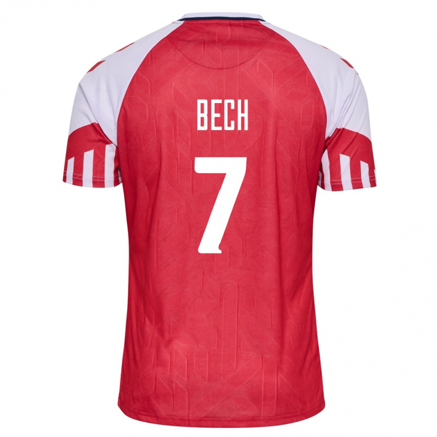 Herren Fußball Dänische Tobias Bech #7 Rot Heimtrikot Trikot 24-26 T-Shirt Luxemburg