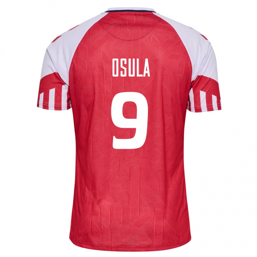 Herren Fußball Dänische William Osula #9 Rot Heimtrikot Trikot 24-26 T-Shirt Luxemburg