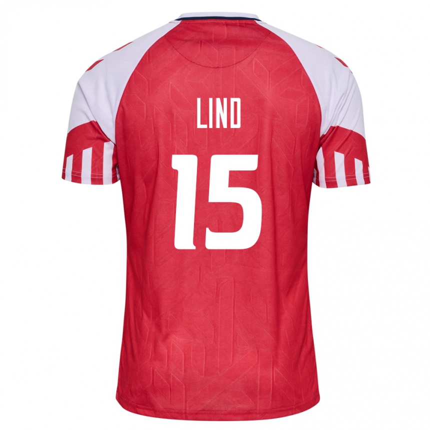 Herren Fußball Dänische Victor Lind #15 Rot Heimtrikot Trikot 24-26 T-Shirt Luxemburg