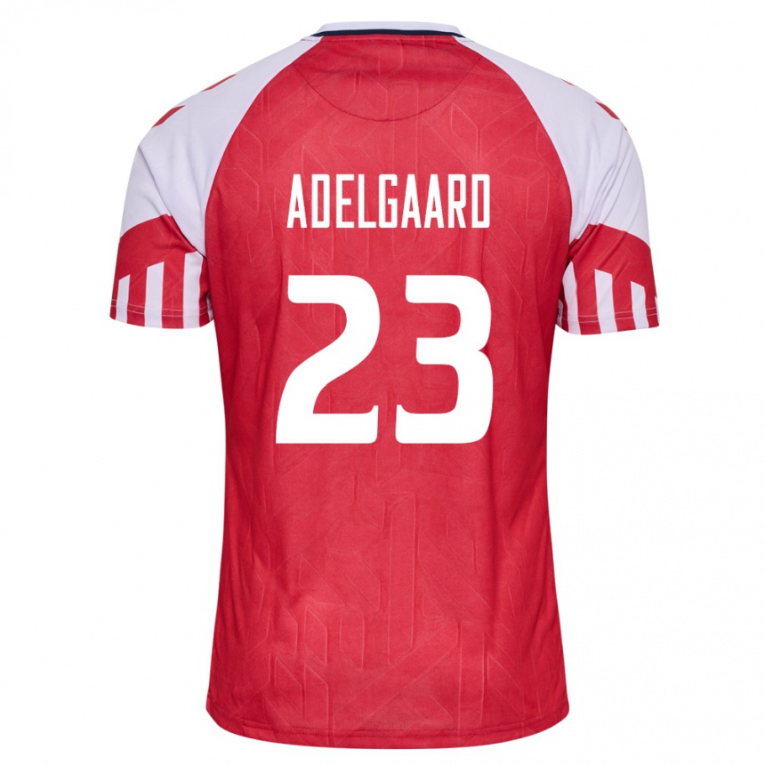 Herren Fußball Dänische Aske Adelgaard #23 Rot Heimtrikot Trikot 24-26 T-Shirt Luxemburg