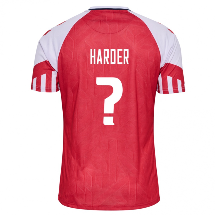 Herren Fußball Dänische Conrad Harder #0 Rot Heimtrikot Trikot 24-26 T-Shirt Luxemburg