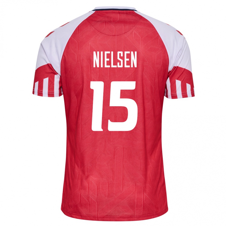 Herren Fußball Dänische Villads Nielsen #15 Rot Heimtrikot Trikot 24-26 T-Shirt Luxemburg
