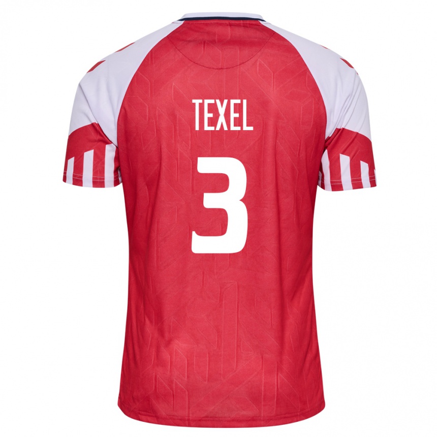 Herren Fußball Dänische Pontus Texel #3 Rot Heimtrikot Trikot 24-26 T-Shirt Luxemburg