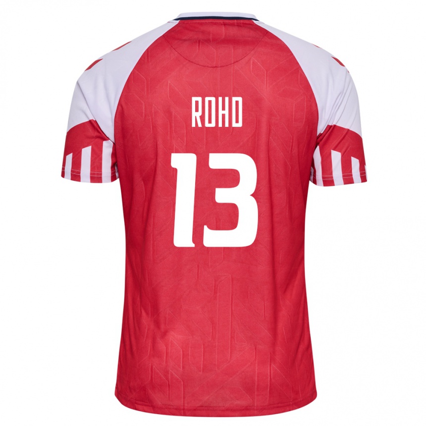 Herren Fußball Dänische Emil Rohd #13 Rot Heimtrikot Trikot 24-26 T-Shirt Luxemburg