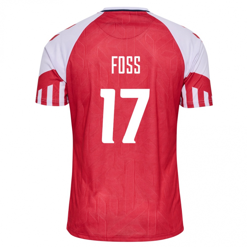 Herren Fußball Dänische Jonathan Foss #17 Rot Heimtrikot Trikot 24-26 T-Shirt Luxemburg