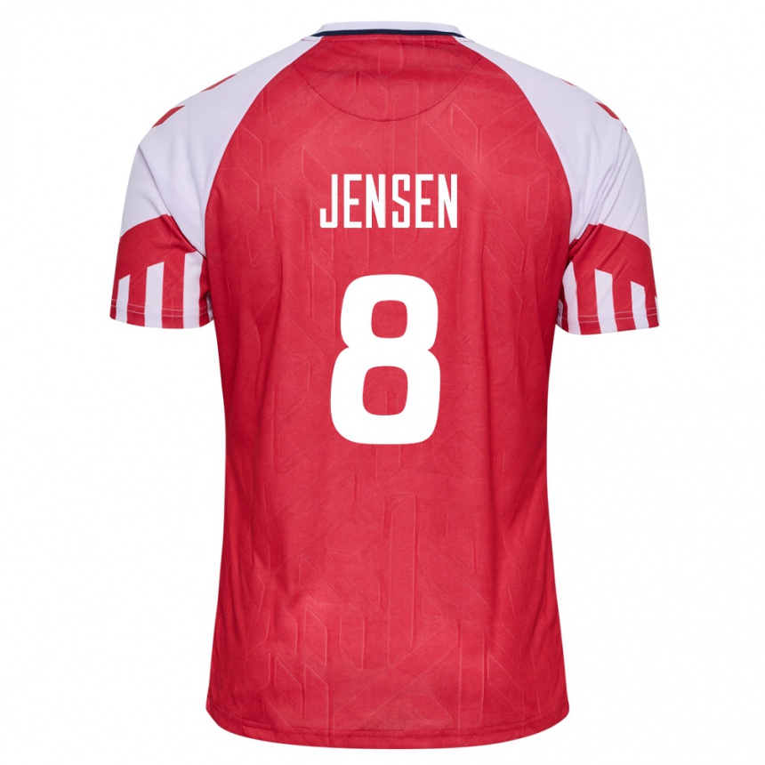 Herren Fußball Dänische Tobias Lund Jensen #8 Rot Heimtrikot Trikot 24-26 T-Shirt Luxemburg
