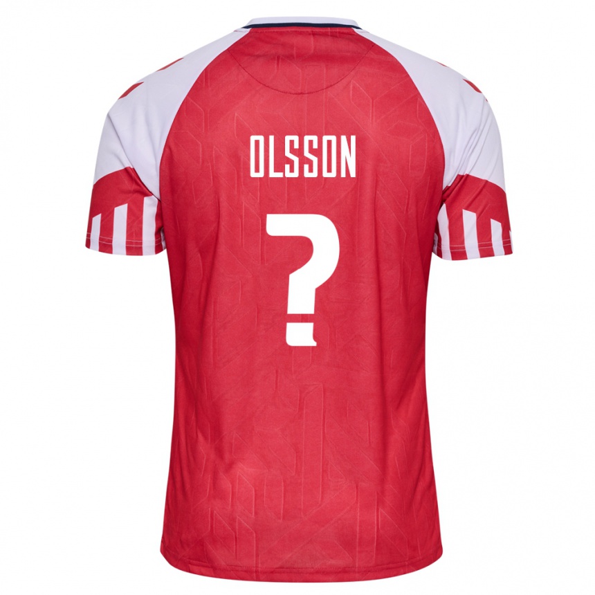 Herren Fußball Dänische Cornelius Olsson #0 Rot Heimtrikot Trikot 24-26 T-Shirt Luxemburg