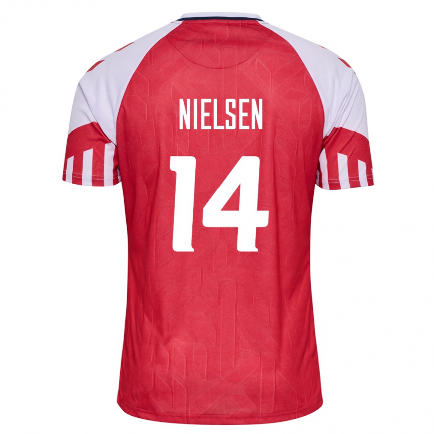 Herren Fußball Dänische Julius Nielsen #14 Rot Heimtrikot Trikot 24-26 T-Shirt Luxemburg