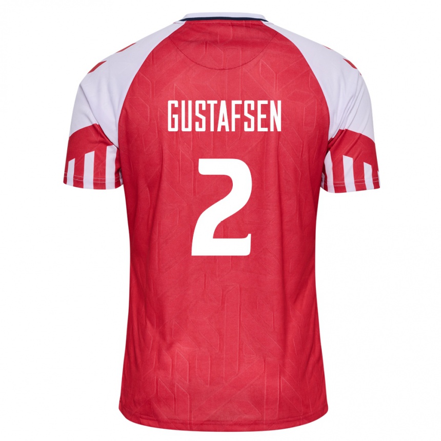Herren Fußball Dänische Victor Gustafsen #2 Rot Heimtrikot Trikot 24-26 T-Shirt Luxemburg