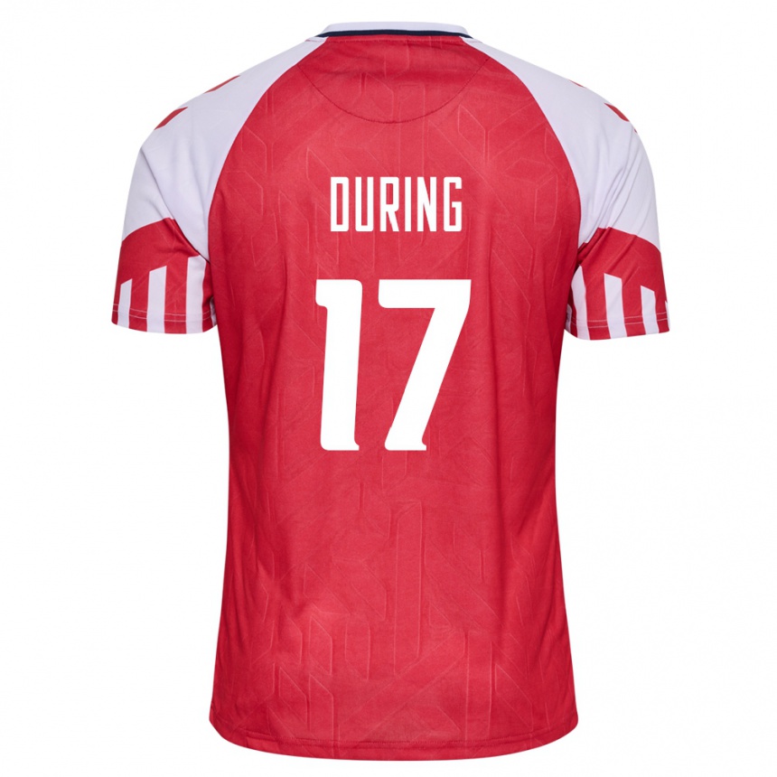 Herren Fußball Dänische Rasmus Düring #17 Rot Heimtrikot Trikot 24-26 T-Shirt Luxemburg